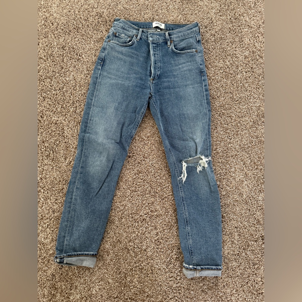 Agolde Blue Distressed Slim/straight Jeans